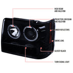 1993-1996 Jeep Grand Cherokee V2 Dual Halo Projector Headlights (Glossy Black Housing/Smoked Lens)