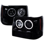 1993-1996 Jeep Grand Cherokee V2 Dual Halo Projector Headlights (Glossy Black Housing/Smoked Lens)