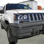 1993-1996 Jeep Grand Cherokee Dual Halo Projector Headlights (Matte Black Housing/Clear Lens)
