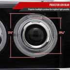 1993-1996 Jeep Grand Cherokee Dual Halo Projector Headlights (Matte Black Housing/Clear Lens)