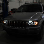 1999-2004 Jeep Grand Cherokee Dual Halo Projector Headlights (Matte Black Housing/Clear Lens)