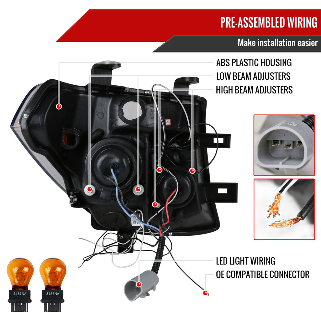 2005-2007 Nissan Pathfinder/ 2005-2008 Frontier Dual Halo Projector Headlights (Jet Black Housing/Clear Lens)