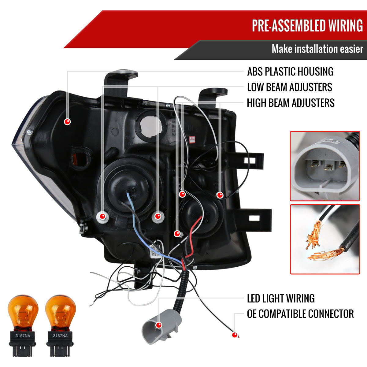 2005-2007 Nissan Pathfinder/ 2005-2008 Frontier Dual Halo Projector Headlights (Matte Black Housing/Clear Lens)
