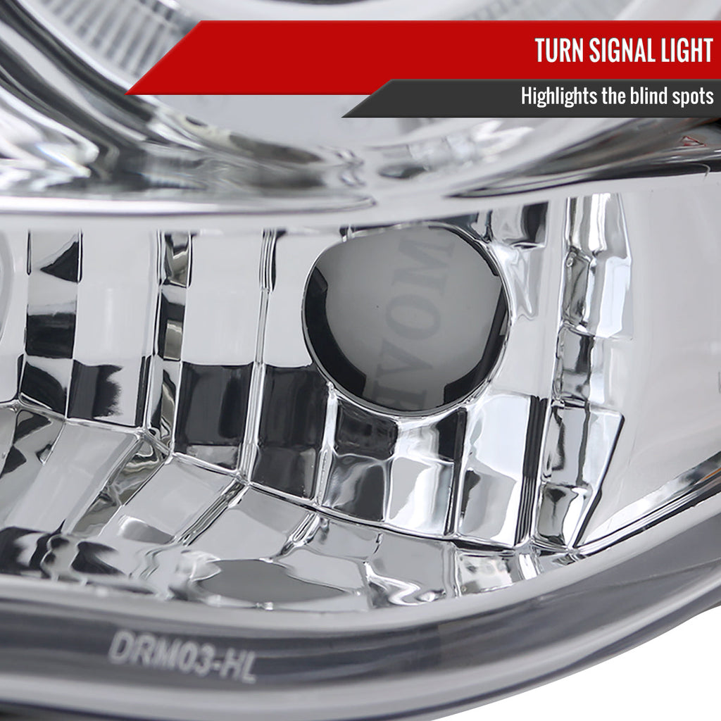 2002-2005 Dodge RAM 1500/ 2003-2005 RAM 2500 3500 Dual Halo Projector Headlights (Chrome Housing/Clear Lens)