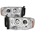 2002-2005 Dodge RAM 1500/ 2003-2005 RAM 2500 3500 Dual Halo Projector Headlights (Chrome Housing/Clear Lens)