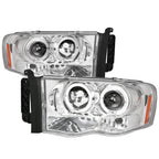 2002-2005 Dodge RAM 1500/ 2003-2005 RAM 2500 3500 Dual Halo Projector Headlights (Chrome Housing/Clear Lens)