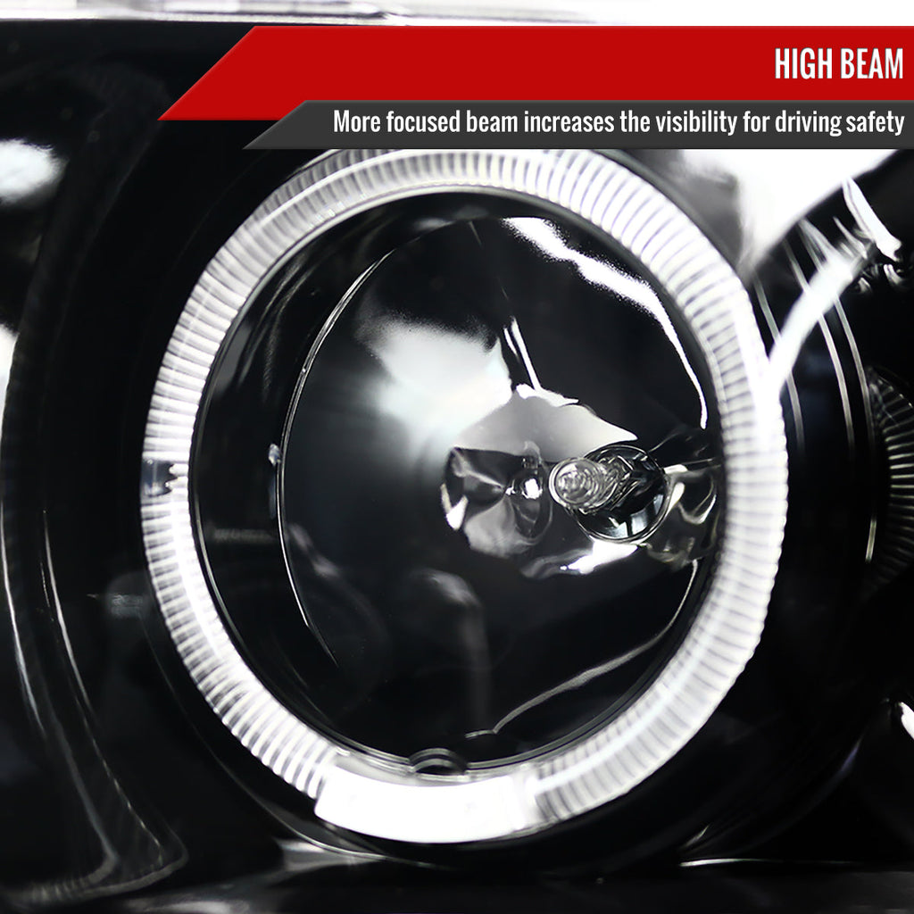 2002-2005 Dodge RAM 1500/ 2003-2005 RAM 2500 3500 Dual Halo Projector Headlights (Jet Black Housing/Clear Lens)
