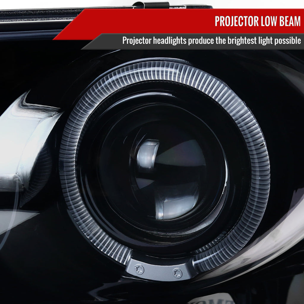 2002-2005 Dodge RAM 1500/ 2003-2005 RAM 2500 3500 Dual Halo Projector Headlights (Glossy Black Housing/Smoked Lens)