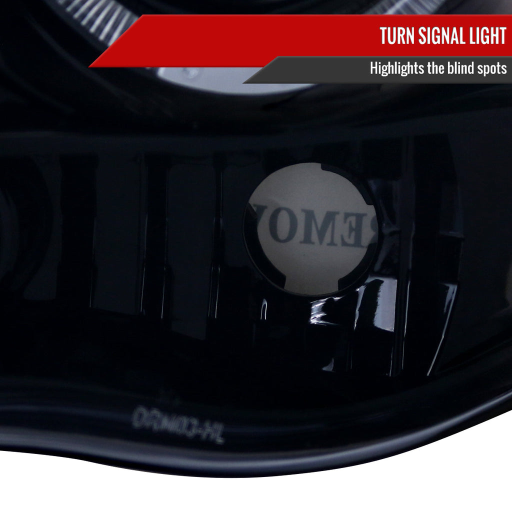 2002-2005 Dodge RAM 1500/ 2003-2005 RAM 2500 3500 Dual Halo Projector Headlights (Glossy Black Housing/Smoked Lens)