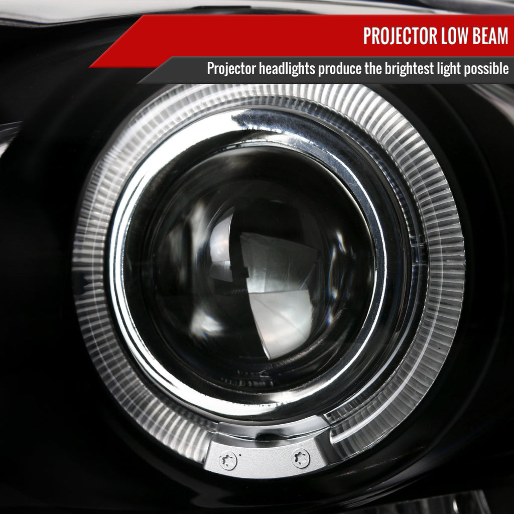 2002-2005 Dodge RAM 1500/ 2003-2005 RAM 2500 3500 Dual Halo Projector Headlights (Matte Black Housing/Clear Lens)