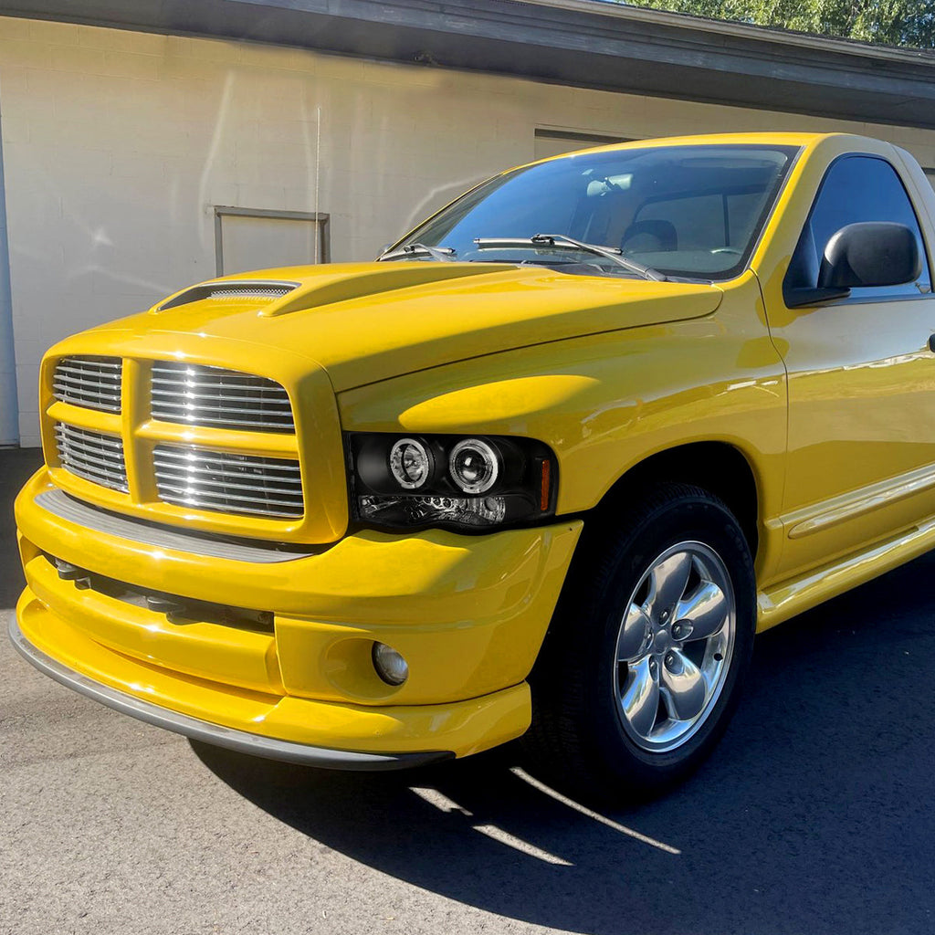 2002-2005 Dodge RAM 1500/ 2003-2005 RAM 2500 3500 Dual Halo Projector Headlights (Matte Black Housing/Clear Lens)