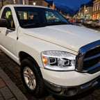 2006-2008 Dodge RAM 1500 / 2006-2009 RAM 2500 3500 Projector Headlights with Switchback LED Strips, Sequential Turn Signals, DRL & Startup Animations (Chrome Housing / Clear Lens)