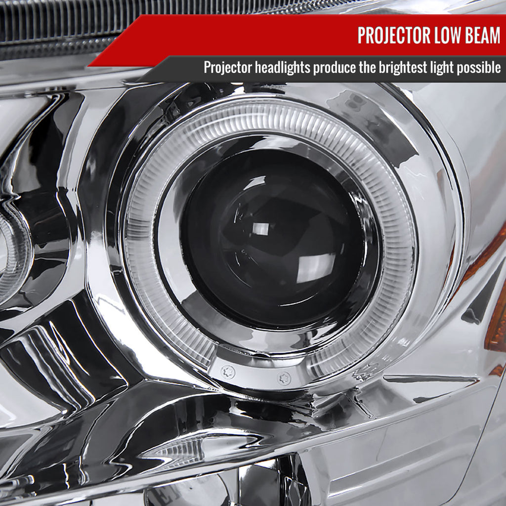 2006-2008 Dodge RAM 1500/ 2006-2009 RAM 2500 3500 Dual Halo Projector Headlights (Chrome Housing/Clear Lens)