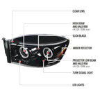 2006-2008 Dodge RAM 1500/ 2006-2009 RAM 2500 3500 Dual Halo Projector Headlights (Jet Black Housing/Clear Lens)
