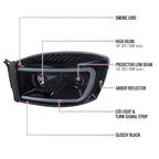 2006-2008 Dodge RAM 1500/ 2006-2009 2500 3500 Switchback LED C-Bar Projector Headlights (Glossy Black Housing/Smoked Lens)