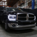 2006-2008 Dodge RAM 1500/ 2006-2009 2500 3500 Switchback LED C-Bar Projector Headlights (Matte Black Housing/Clear Lens)