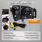 2006-2008 Dodge RAM 1500 / 2006-2009 RAM 2500 3500 Projector Headlights with Switchback LED Strips, Sequential Turn Signals, DRL & Startup Animation (Black Housing / Clear Lens)