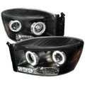 2006-2008 Dodge RAM 1500/ 2006-2009 RAM 2500 3500 Dual Halo Projector Headlights (Matte Black Housing/Clear Lens)