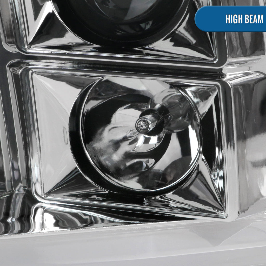 2009-2018 Dodge RAM 1500 / 2019-2021 RAM Classic / 2010-2018 RAM 2500 3500 LED C-Bar Projector Headlights (Chrome Housing/Clear Lens)