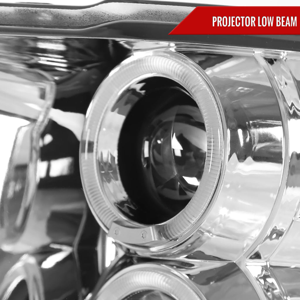 2009-2018 Dodge RAM 1500 / 2019-2021 RAM Classic / 2010-2018 RAM 2500 3500 Dual Halo Projector Headlights (Chrome Housing/Clear Lens)