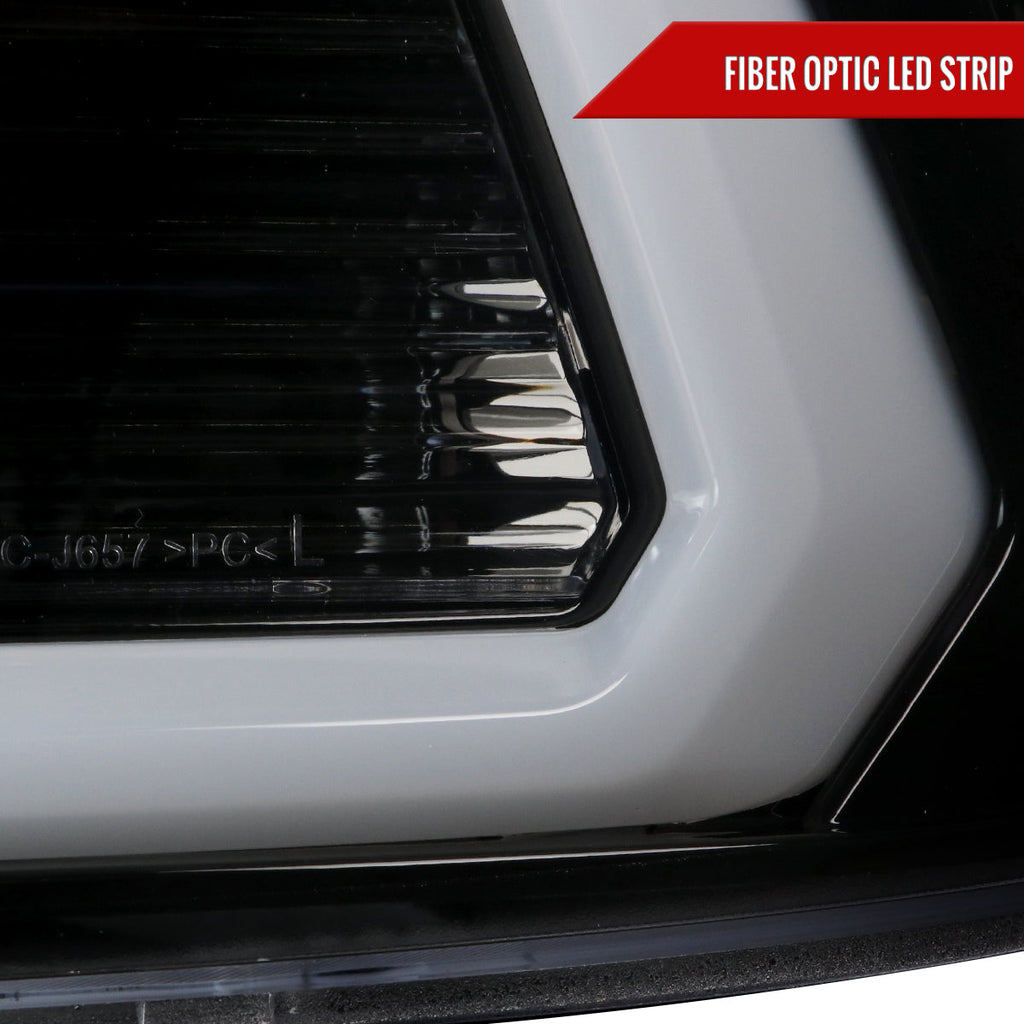 2009-2018 Dodge RAM 1500 / 2019-2021 RAM Classic / 2010-2018 RAM 2500 3500 LED C-Bar Projector Headlights (Jet Black Housing/Clear Lens)