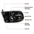 2009-2018 Dodge RAM 1500 / 2019-2021 RAM Classic / 2010-2018 RAM 2500 3500 Dual Halo Projector Headlights (Jet Black Housing/Clear Lens)