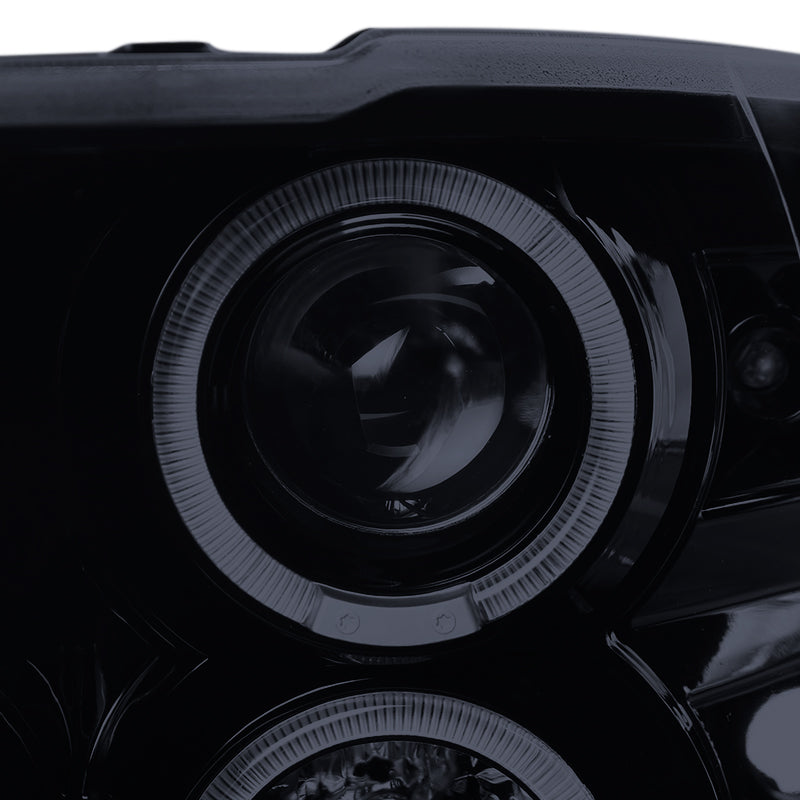 2009-2018 Dodge RAM 1500 / 2019-2021 RAM Classic / 2010-2018 RAM 2500 3500 Dual Halo Projector Headlights (Glossy Black Housing/Smoked Lens) - V2