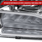 2009-2018 Dodge RAM 1500 / 2019-2021 RAM Classic / 2010-2018 RAM 2500 3500 Switchback Sequential LED Bar Projector Headlights (Chrome Housing/Clear Lens)