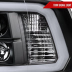 2009-2018 Dodge RAM 1500 / 2019-2021 RAM Classic / 2010-2018 RAM 2500 3500 LED C-Bar Projector Headlights (Matte Black Housing/Clear Lens)