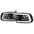 2009-2018 Dodge RAM 1500 / 2019-2021 RAM Classic / 2010-2018 RAM 2500 3500 LED C-Bar Projector Headlights (Matte Black Housing/Clear Lens)