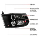 2009-2018 Dodge RAM 1500 / 2019-2021 RAM Classic / 2010-2018 RAM 2500 3500 Dual Halo Projector Headlights (Matte Black Housing/Clear Lens)