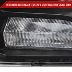 2009-2018 Dodge RAM 1500 / 2019-2021 RAM Classic / 2010-2018 RAM 2500 3500 Switchback Sequential LED Bar Projector Headlights (Matte Black Housing/Clear Lens)