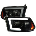 2009-2018 Dodge RAM 1500 / 2019-2021 RAM Classic/ 2010-2018 RAM 2500 3500 Switchback Sequential LED C-Bar Projector Headlights (Black Housing/Smoked Lens)