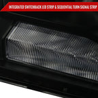 2009-2018 Dodge RAM 1500 / 2019-2021 RAM Classic / 2010-2018 RAM 2500 3500 Switchback Sequential LED Bar Projector Headlights (Jet Black Housing/Smoked Lens)