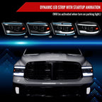 2009-2018 Dodge RAM 1500  / 2019-2021 RAM Classic / 2010-2018 RAM 2500 3500 Switchback Sequential Projector Headlights (Matte Black Housing/Smoked Lens)