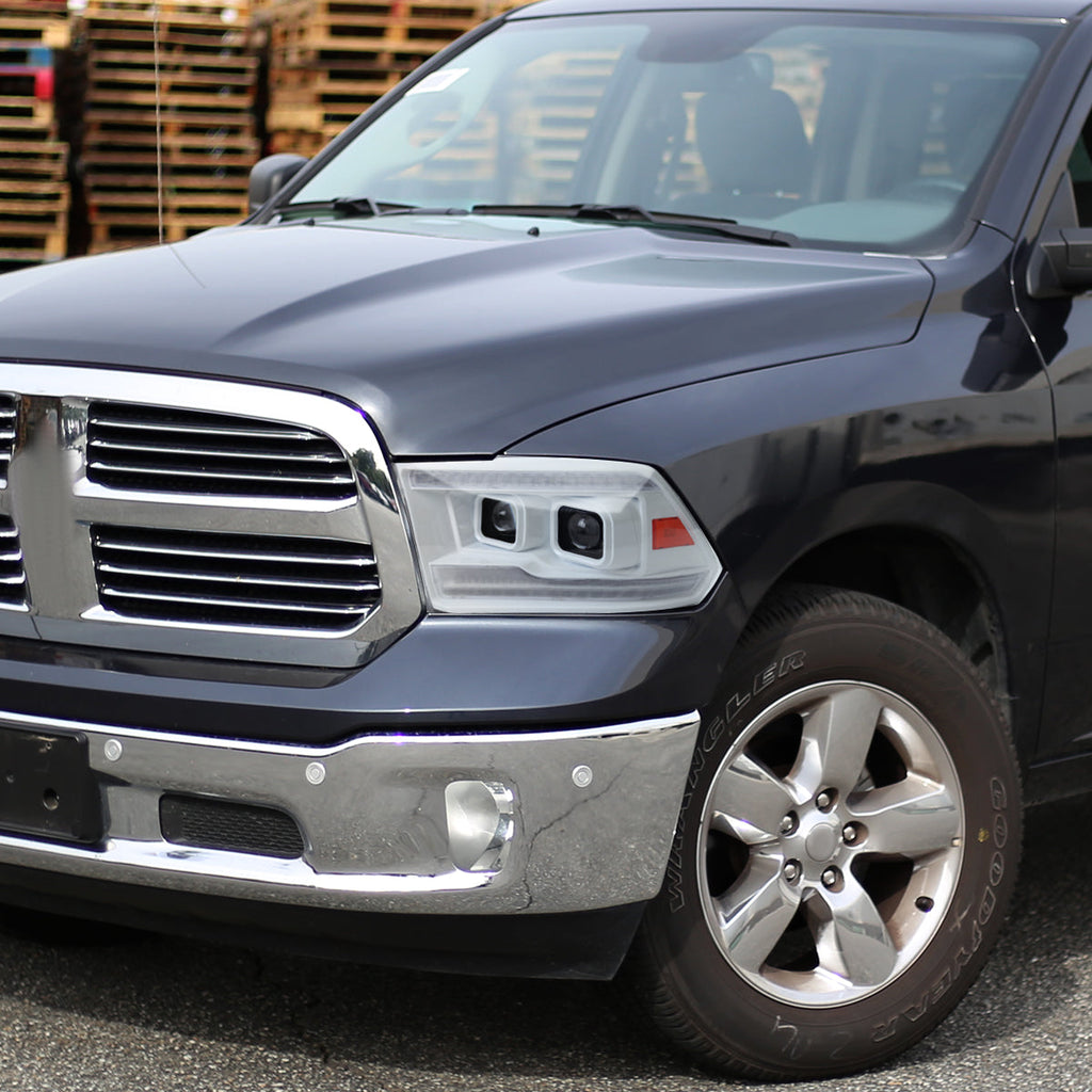 2009-2018 Dodge RAM 1500/2019-2021 RAM Classic/2010-2018 RAM 2500/3500 Switchback Sequential Projector Headlights (White Housing/Clear Lens)