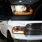 2013-2018 Ram 1500 2500 3500 LED Bar Projector Headlights (Chrome Housing / Clear Lens)