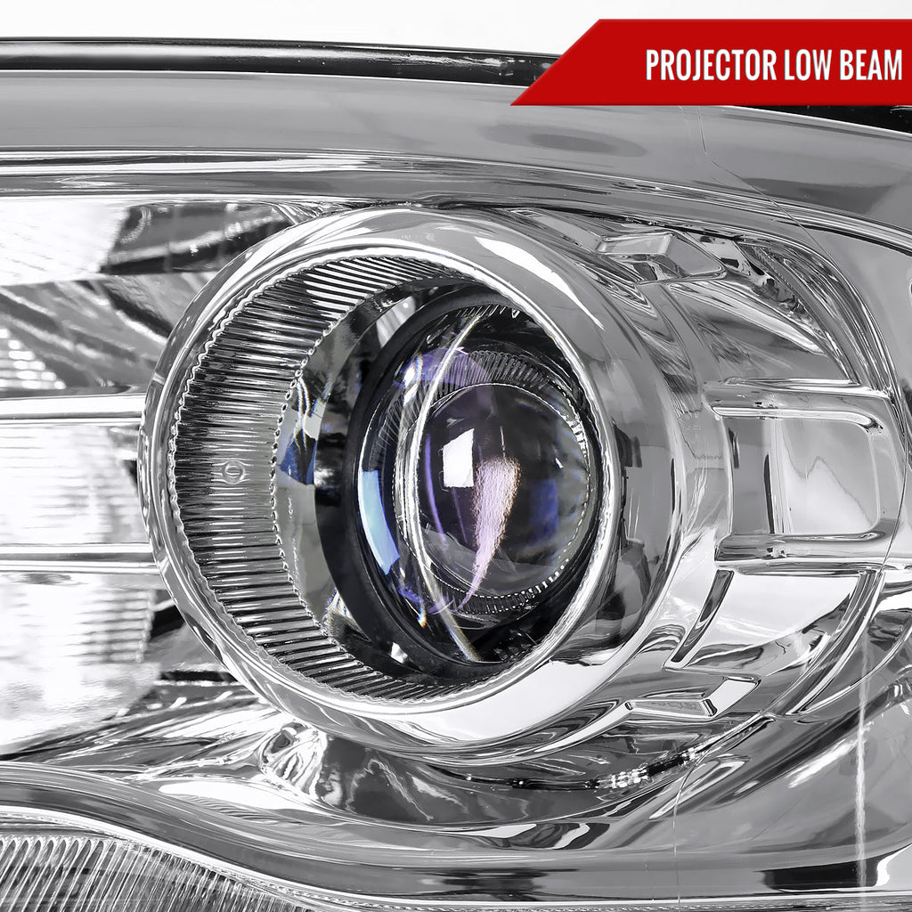 2013-2018 Ram 1500 2500 3500 LED Bar Projector Headlights (Chrome Housing / Clear Lens)