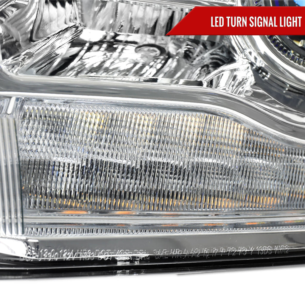 2013-2018 Ram 1500 2500 3500 LED Bar Projector Headlights (Chrome Housing / Clear Lens)