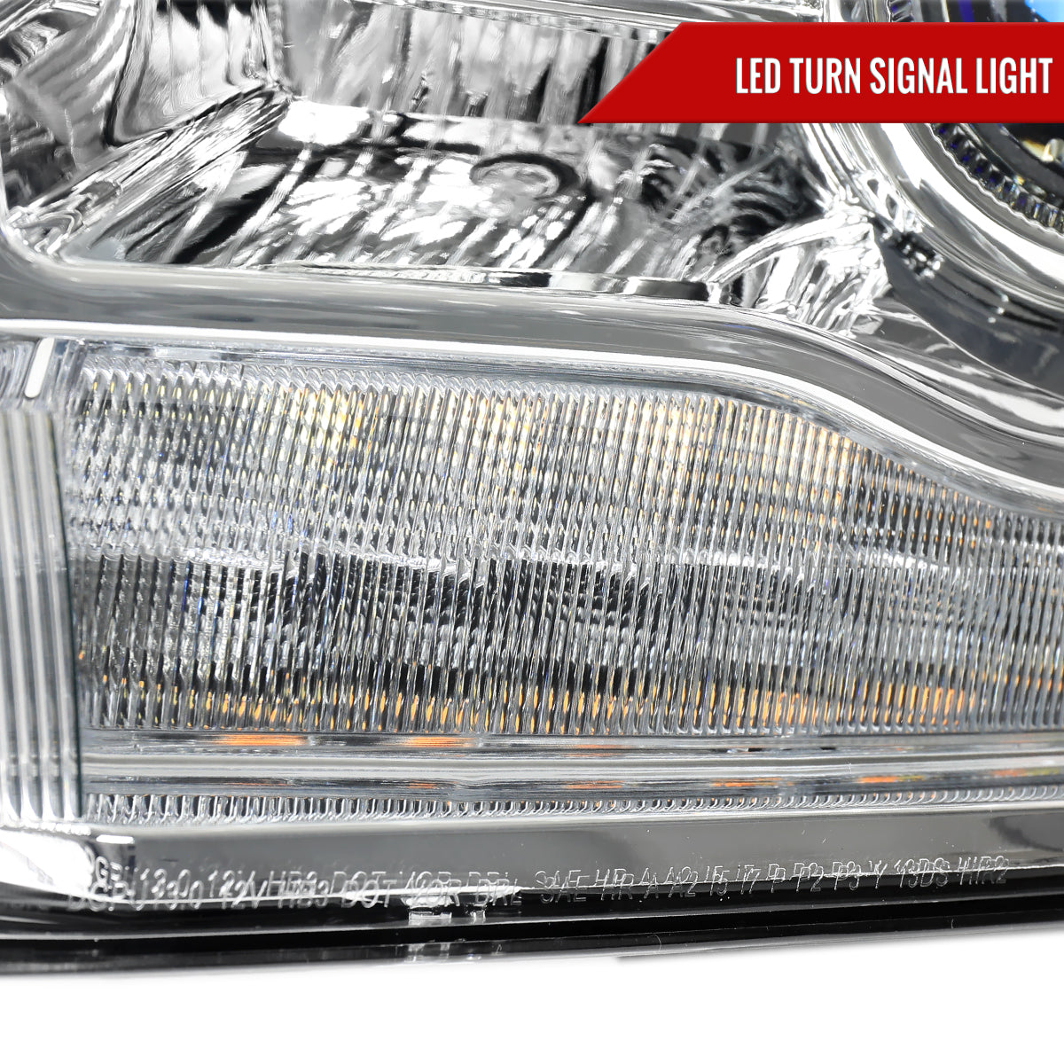 2013-2018 Ram 1500 2500 3500 LED Bar Projector Headlights (Chrome Housing / Clear Lens)