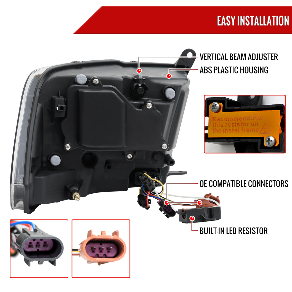 2013-2018 Ram 1500 2500 3500 Switchback Sequential LED Bar Signal Projector Headlights (Chrome Housing / Clear Lens)