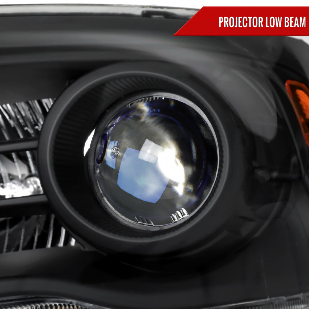 2013-2018 Ram 1500 2500 3500 LED Bar Projector Headlights (Matte Black Housing / Clear Lens)