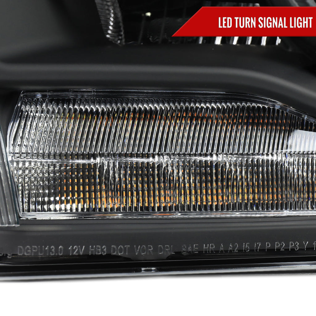 2013-2018 Ram 1500 2500 3500 LED Bar Projector Headlights (Matte Black Housing / Clear Lens)