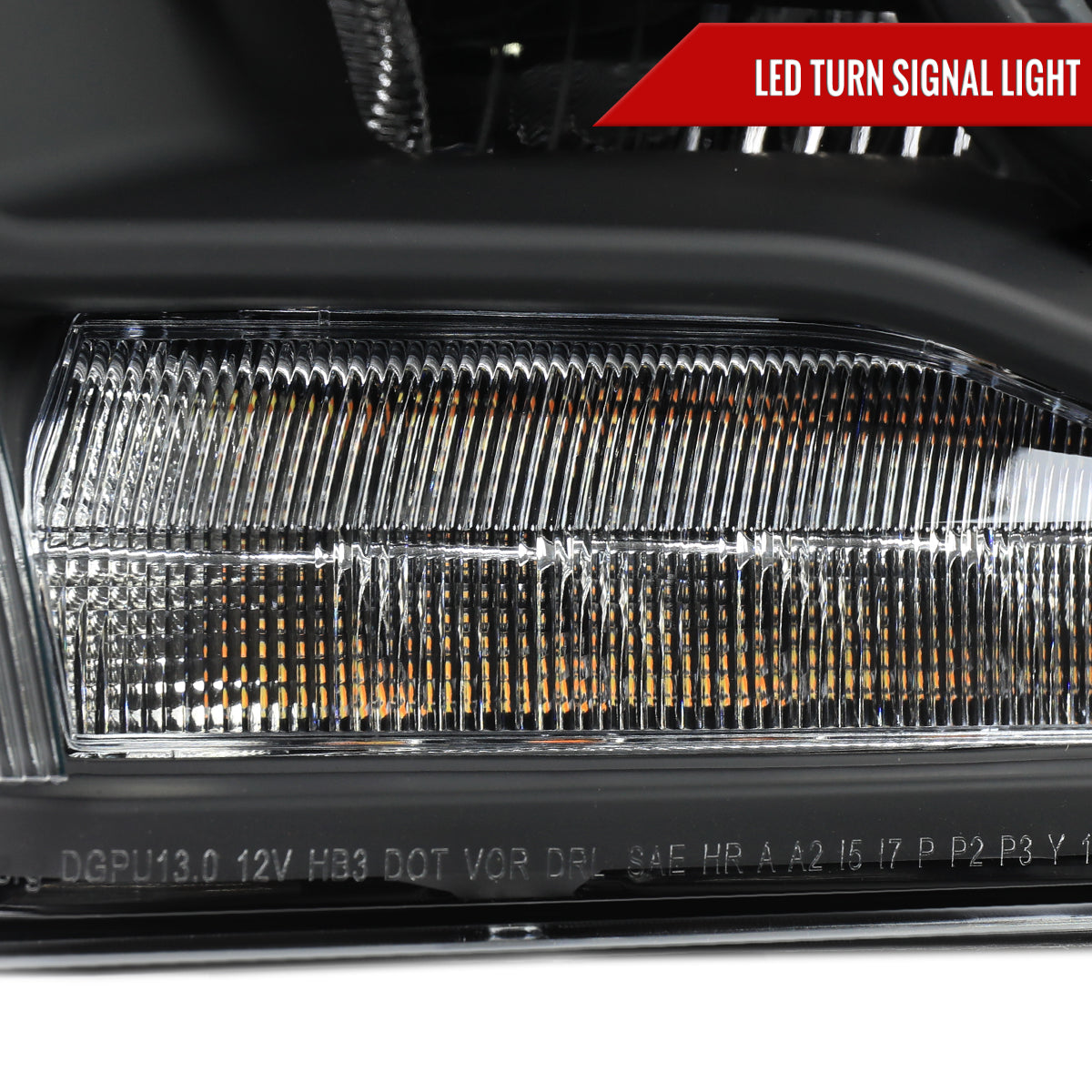 2013-2018 Ram 1500 2500 3500 LED Bar Projector Headlights (Matte Black Housing / Clear Lens)
