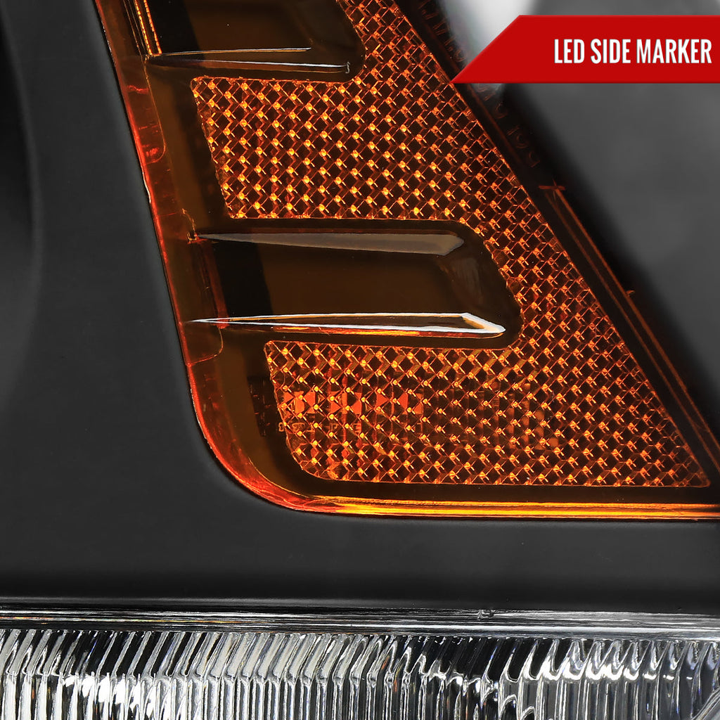 2013-2018 Ram 1500 2500 3500 LED Bar Projector Headlights (Matte Black Housing / Clear Lens)