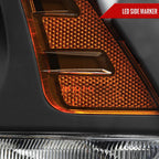 2013-2018 Ram 1500 2500 3500 LED Bar Projector Headlights (Matte Black Housing / Clear Lens)