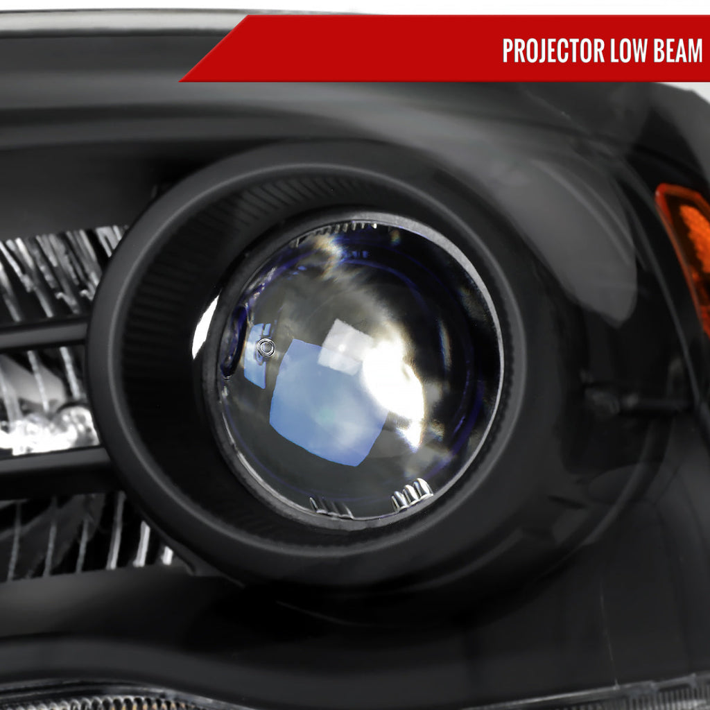 2013-2018 Ram 1500 2500 3500 Switchback Sequential LED Bar Signal Projector Headlights (Matte Black Housing / Clear Lens)