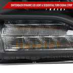 2013-2018 Ram 1500 2500 3500 Switchback Sequential LED Bar Signal Projector Headlights (Matte Black Housing / Clear Lens)