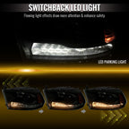 2013-2018 Ram 1500 2500 3500 Switchback Sequential LED Bar Signal Projector Headlights (Black Housing / Smoked Lens)