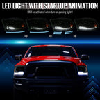 2013-2018 Ram 1500 2500 3500 Switchback Sequential LED Bar Signal Projector Headlights (Black Housing / Smoked Lens)